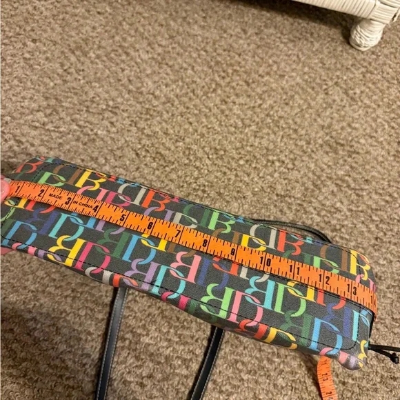 Y2K Girly Rainbow All Over Print Dooney and Bourke Shoulder Bag Genuine Leather - Picture 14 of 16